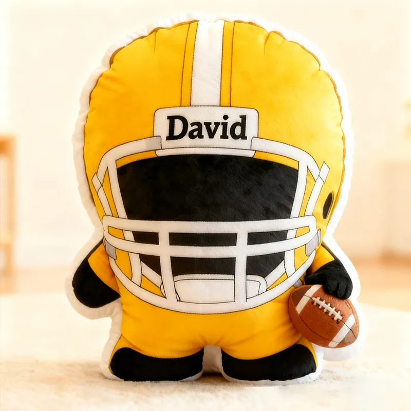 Personalized Football Player Pillow with Custom Name Perfect for Christmas