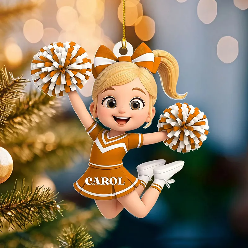 Personalized Acrylic Cheerleader Ornament with Custom Name