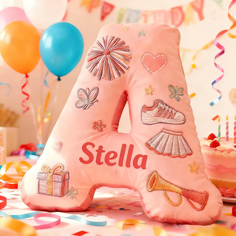 Personalized Cute Cheerleader Letter Pillow with Custom Name for Girls and Cheer Squad Members