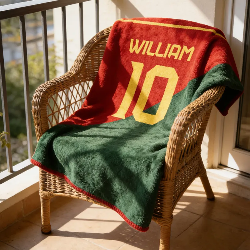 Personalized Soccer Jersey Blanket with Custom Name and Number Design