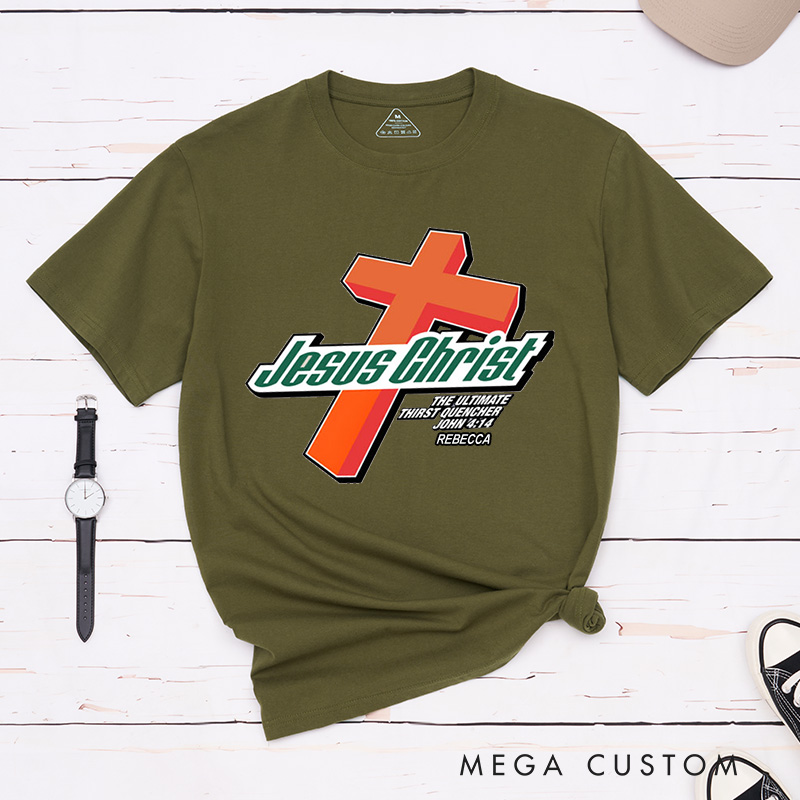Personalized Jesus Christ Cotton T-Shirt with Name Christian Cross Unisex Classic T-Shirt Faith Shirt Gift Christian Apparel Gift for Jesus Lover