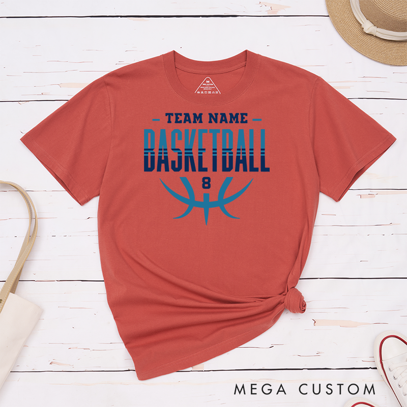 Personalized Basketball Team T-Shirts Customizable with Team Name Player Number Bold Typography and Modern Basketball Graphic Design for a Stylish and Unified Look