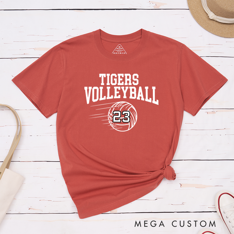 Personalized Volleyball T-Shirts Featuring Your Team Name and Number on the Front
