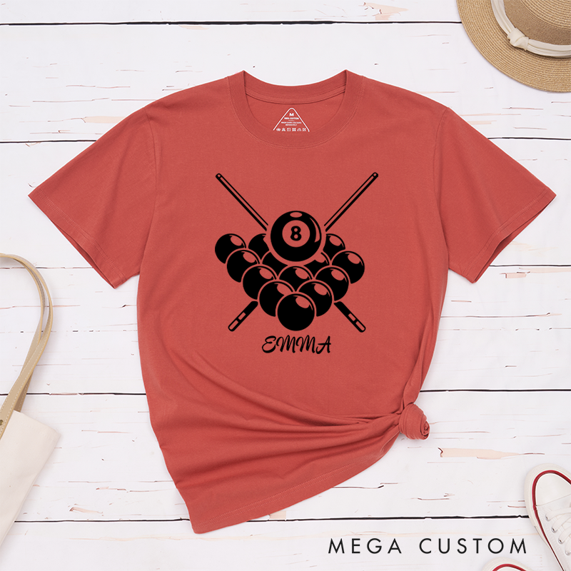 Personalized Pool T-Shirts for Players and Fans with Custom Name