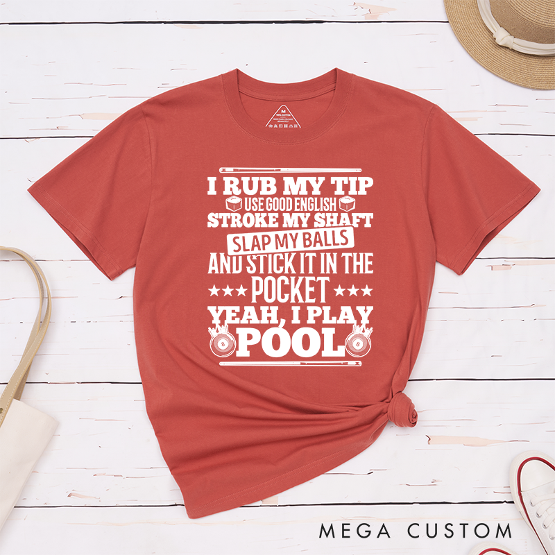 Personalized Pool T-Shirts with Custom Your Name on Your Sleeve - Funny Pool Lover Gift 