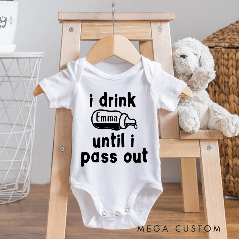 Personalized I Drink Until I Pass Out Baby Onesie Cute Gift for New Parents