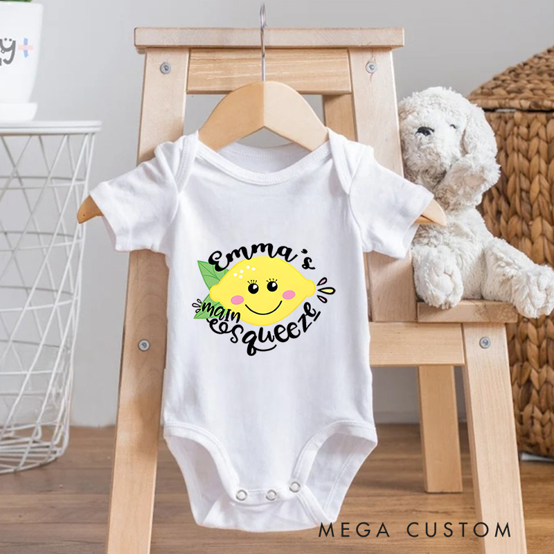 Personalized Funny Lemon Who's main Squeeze Baby Onesie Newborn Gift