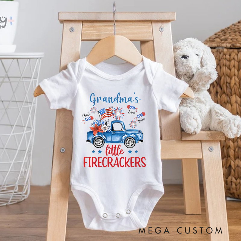 Personalized Patriotic 4th Of July Grandma Grandkid Name Baby Onesie Patriotic Gift for Grandma