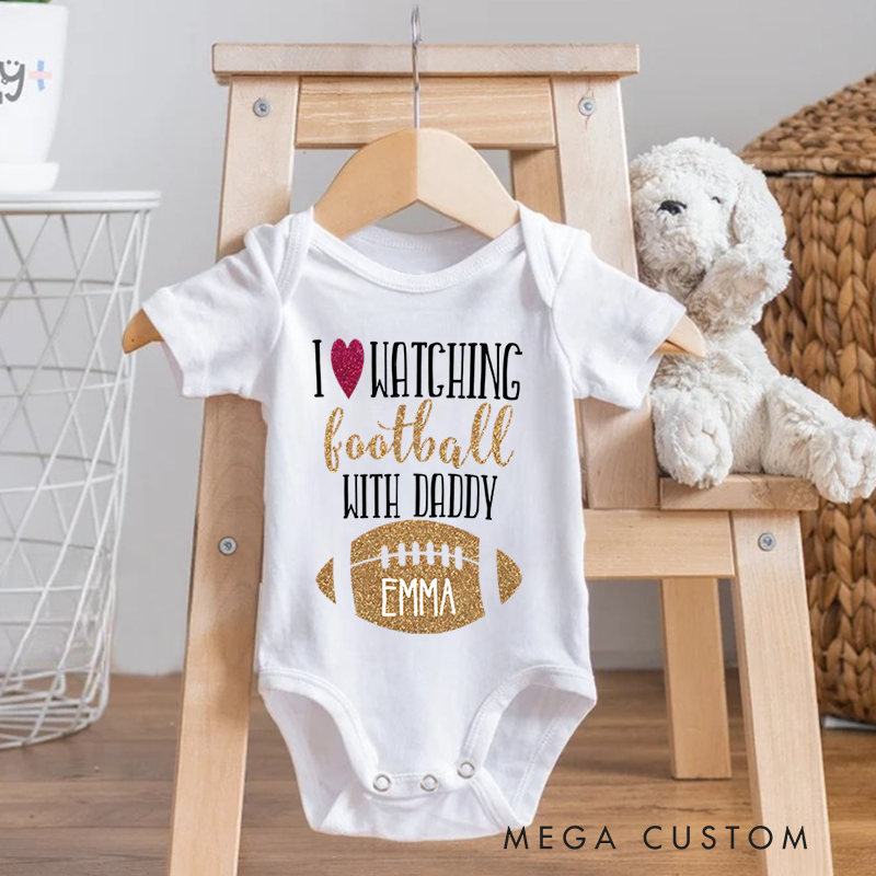 Personalized I Love Watching Football with Daddy Baby Onesie Father's Day Gifts