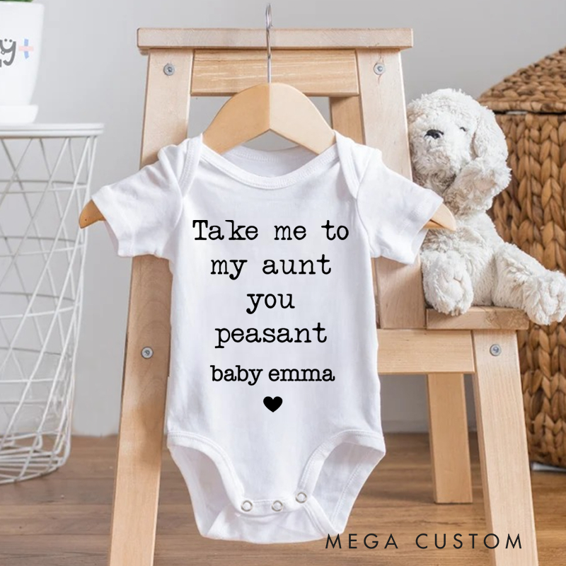 Personalized Take Me To My Aunt Peasant Baby Onesie Baby Shower Gift