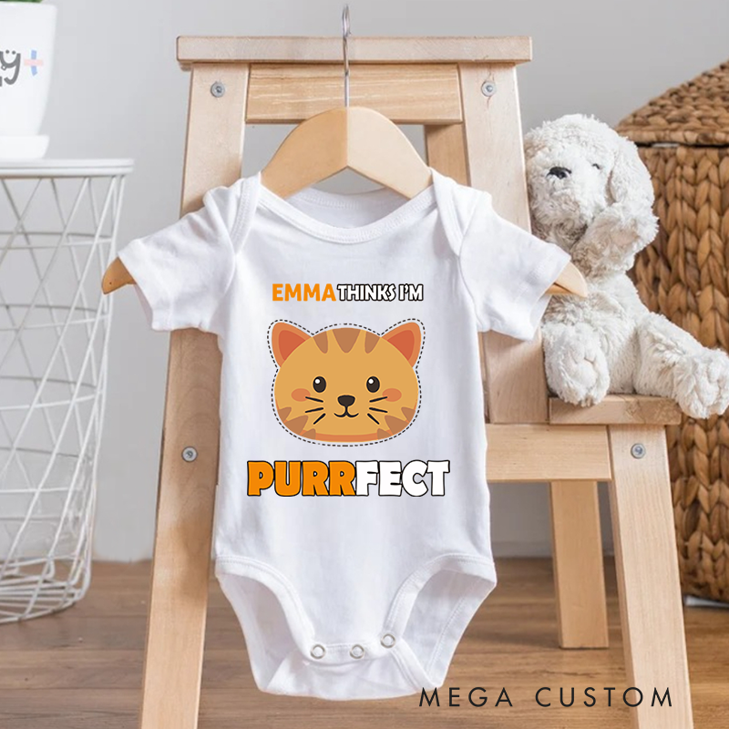 Personalized My Cat Thinks I'm Purrfect Baby Onesie Pet Lover Gift