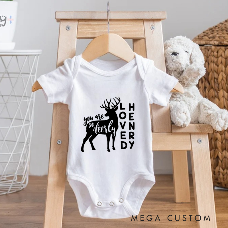 Personalized You are so Deerly Loved Baby Onesie Gift From Baby Nursery Gift