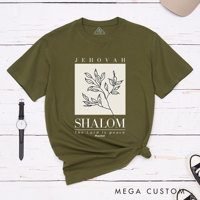 Personalized Bible Verse The Lord Is Peace Classic T-Shirt Cotton Shirt with Branches Birthday Gift Easter Christmas Gift for Christians