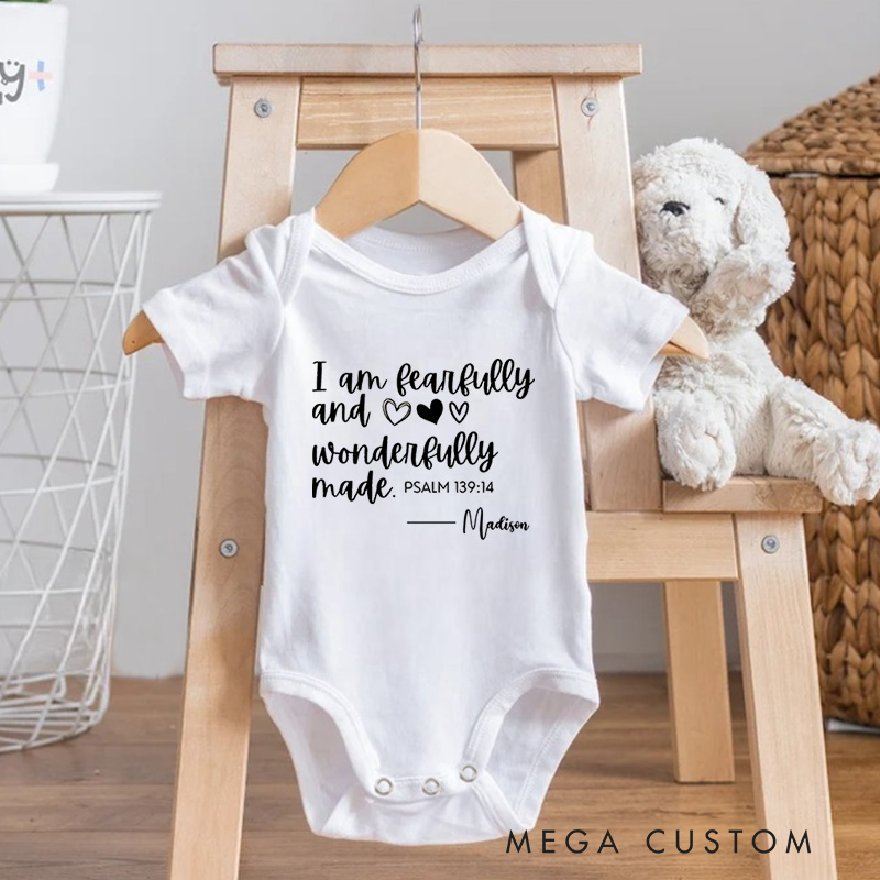 Personalized Baby Onesie Fearfully And Wonderfully Made Baby Onesie