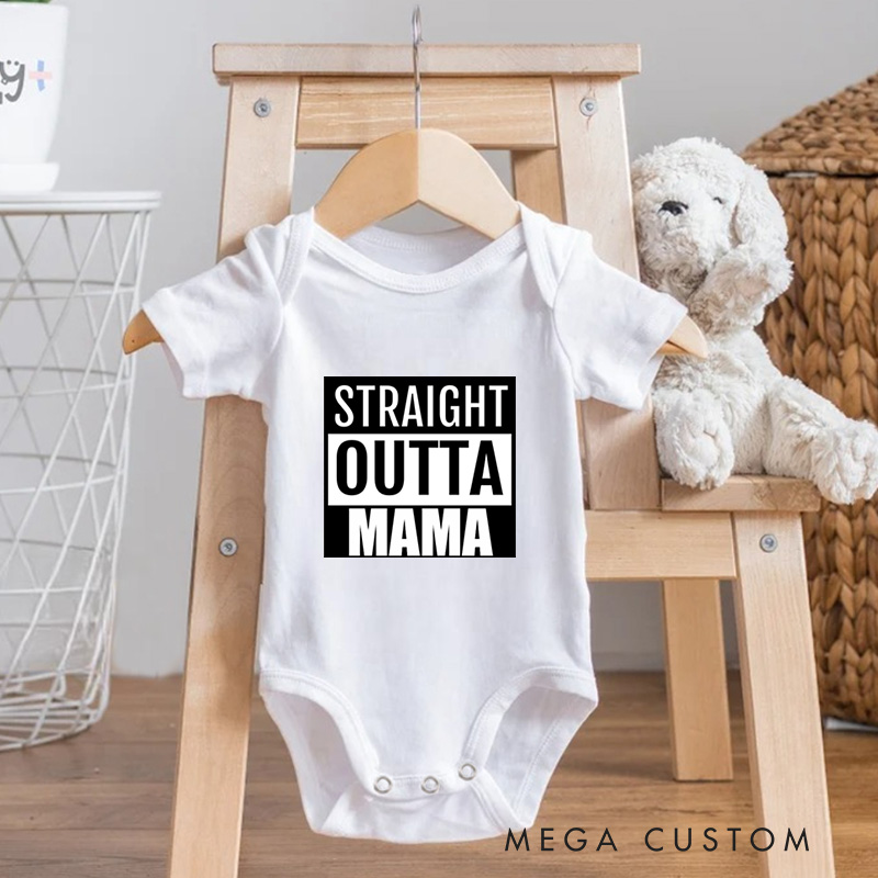 Personalized Straight Outta Mama Papa Celebrating Newborns Baby Onesie