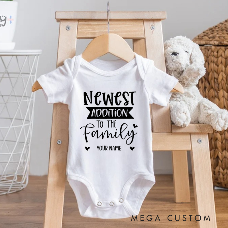 Personalized Newest Addition to the Family Celebrating the Arrival of a Precious New Family Member Baby Onesie