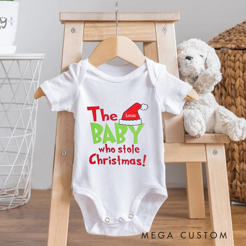 Personalized The Baby Who Stole Christmas Perfect for Celebrating Baby's First Christmas Baby Onesie