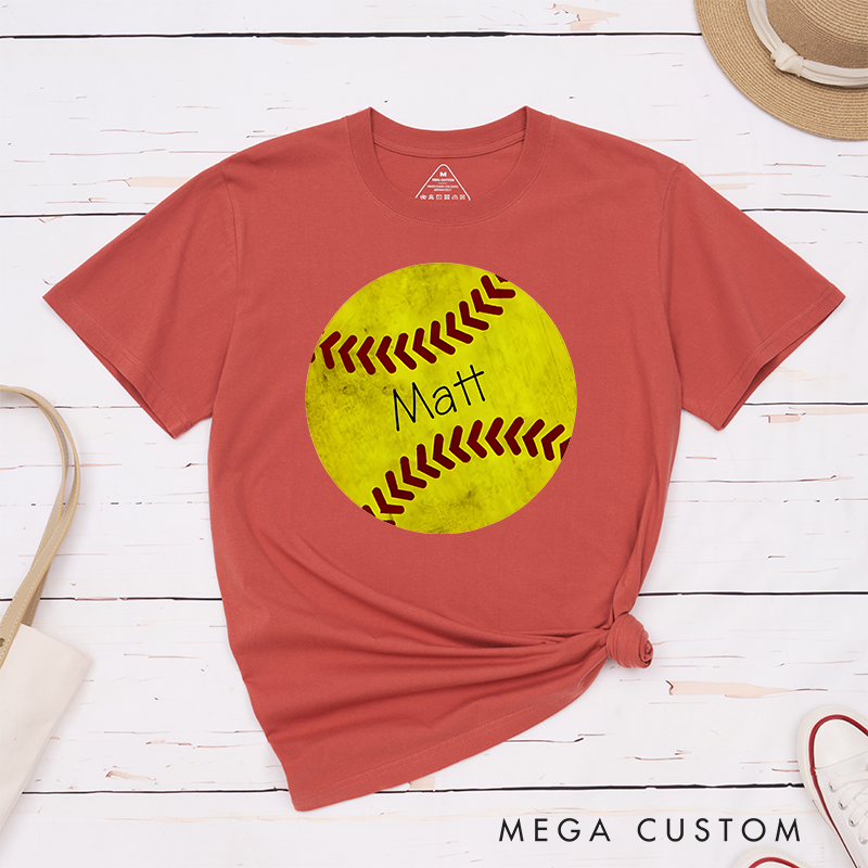 Personalized Softball T-Shirt Design Featuring Custom Name Inside a Bold Softball Graphic