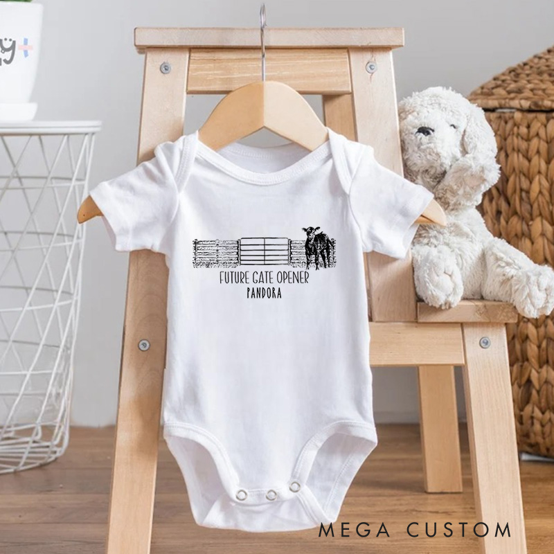 Personalized Future Gate Opener Baby Onesie Pregnancy Announcement Gift