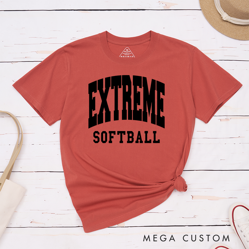 Personalized Customizable Team Softball T-Shirt Design Featuring Bold Team Name Text and Black Softball Lettering for a Sporty and Unique Look