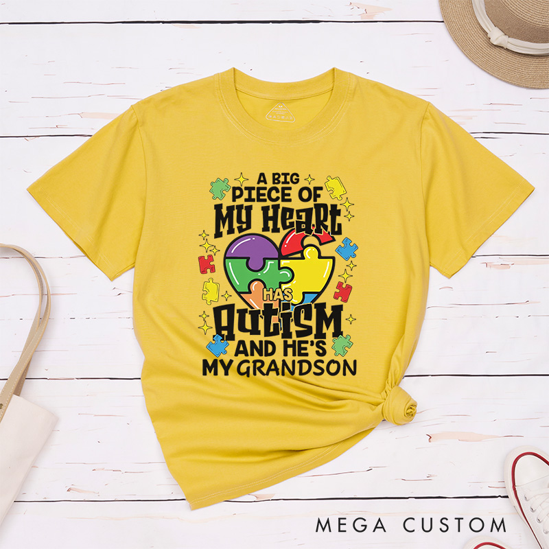 Personalized A Big Piece Of My Heart T-Shirt Autism Awareness Gift