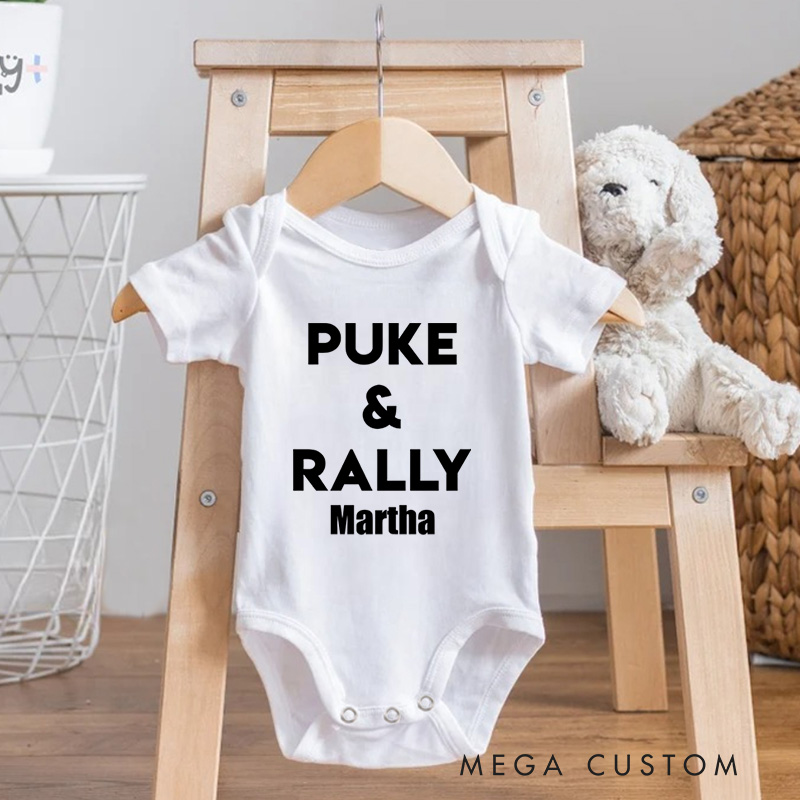 Personalized Puke and Rally Baby Onesie Baby Shower Gift