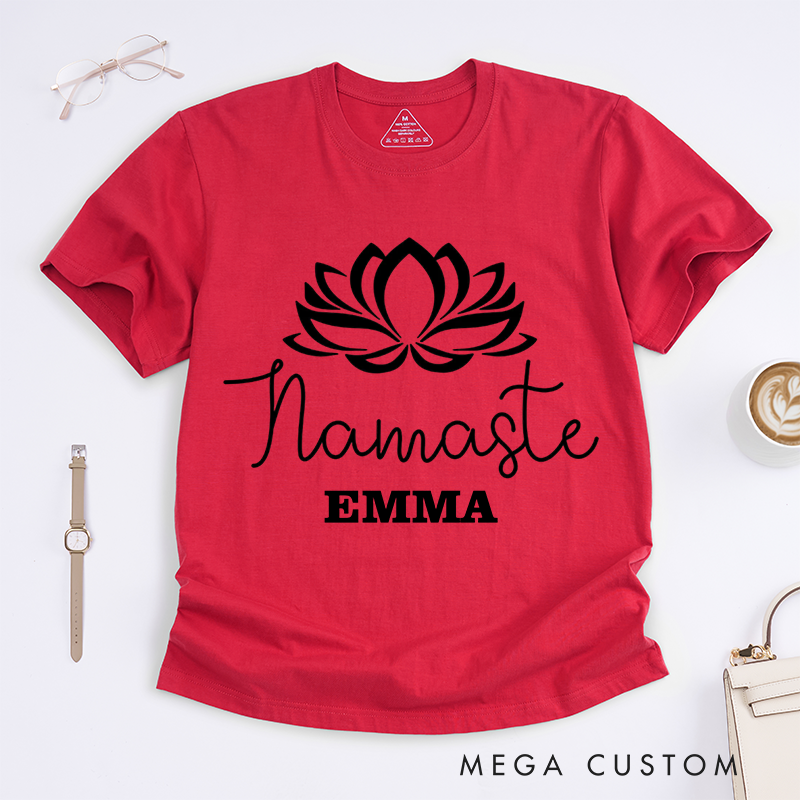 Personalized Lotus Flower T-Shirt Comfort Colors Girly T-Shirt Trendy Tee Cute Meditation Gift Shirt Graphic Tee Spiritual Yoga Shirt