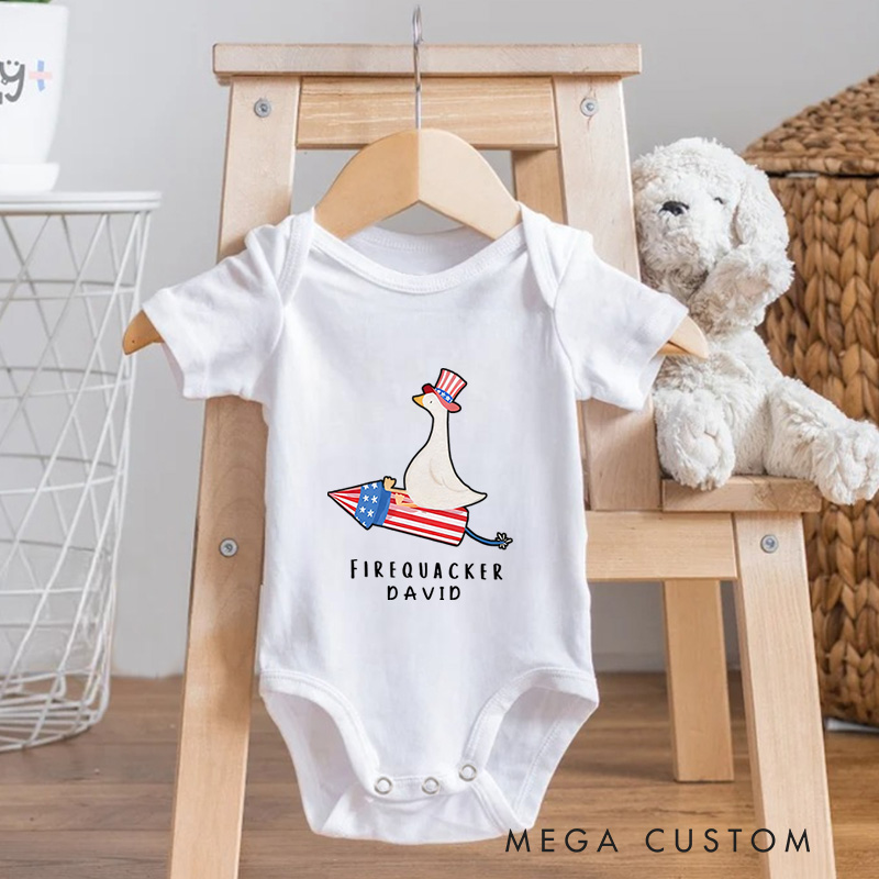Personalized Funny Fourth Of July USA Goose Baby Onesie Independence Day Baby Gift