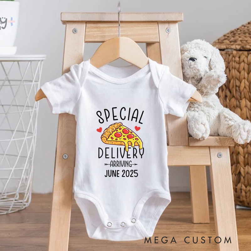 Personalized Special Delivery Pizza Baby Onesie Baby Shower Gift Birthday Gift for Baby