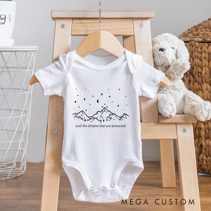 Personalized To The Stars Who Listen And The Dreams That Are Answered Baby Onesie Bookish Gift