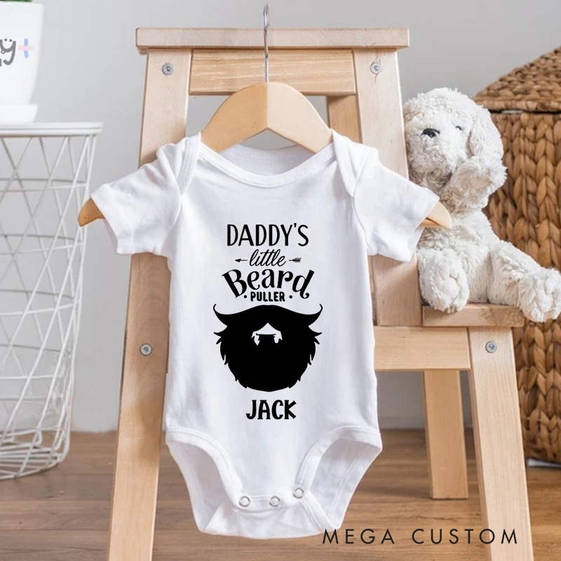 Personalized Daddy's Little Beard Puller Baby Onesie Funny Father's Day Gift