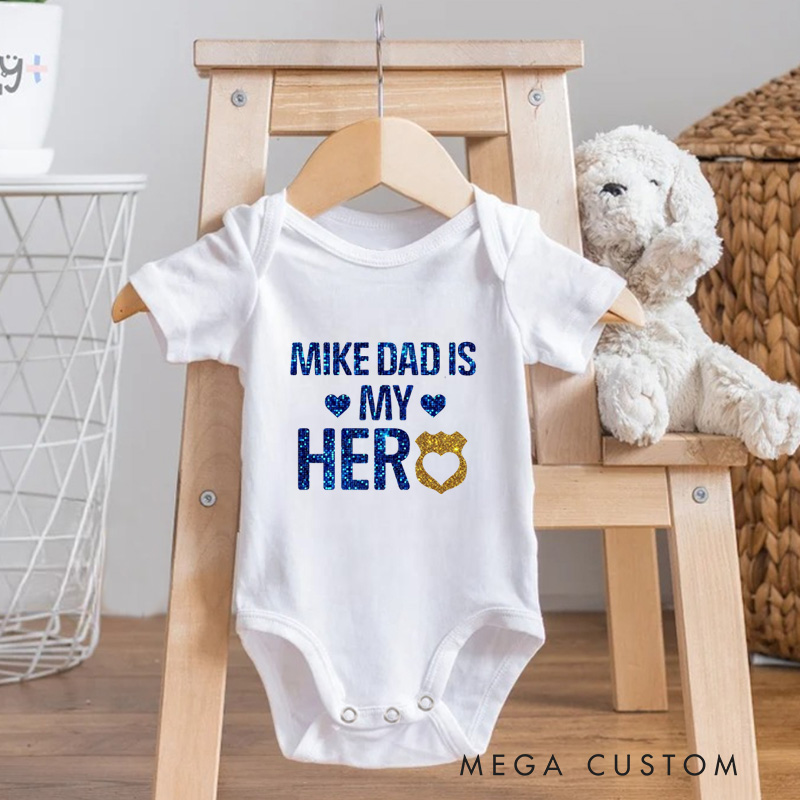 Personalized Daddy Is My Hero Baby Girl Police Daddy Baby Onesie Father's Day Gift