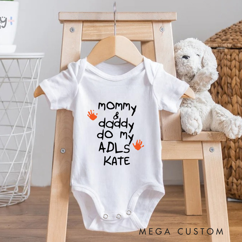 Personalized Mommy and Daddy Do My Adls Handprint Occupational Therapy Baby Onesie Gift for Baby