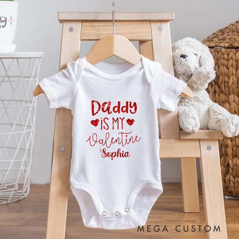 Personalized Daddy Is My Valentine Baby Onesie Valentines Day Baby Onesie Newborn Gift