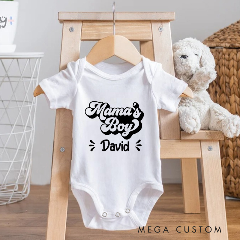 Personalized  Mama's Boy Baby Onesie Retro Boys Onesie Baby Gift for New Mom
