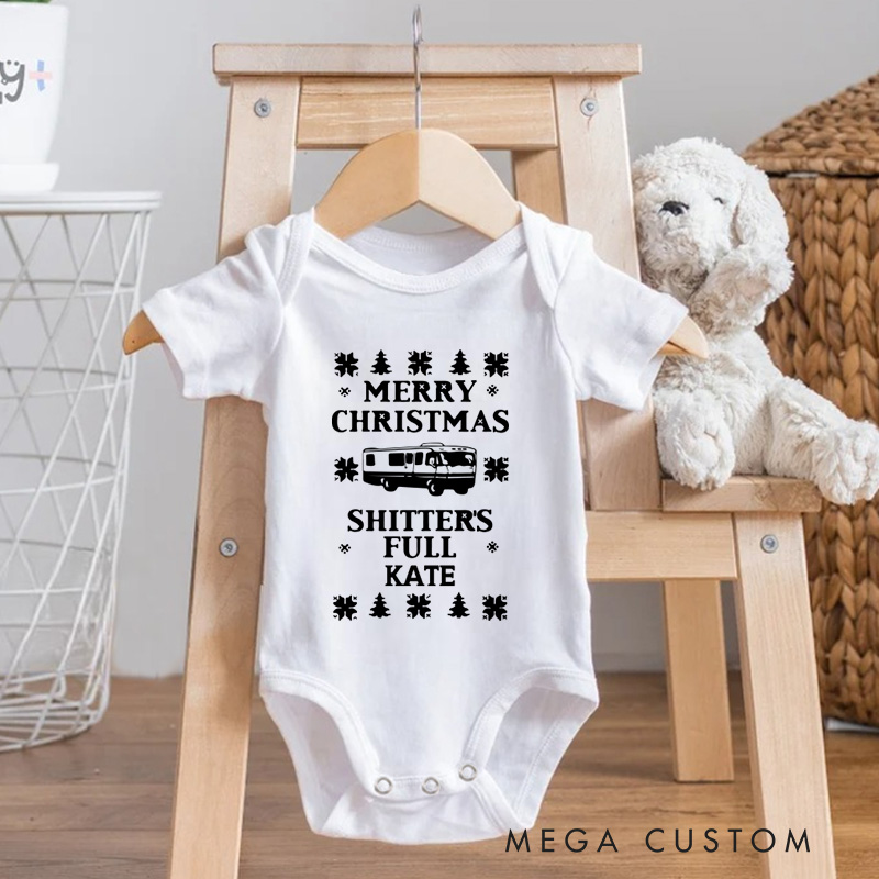 Personalized Merry Christmas Shitter's Full Baby Onesie Ugly Christmas Vacation Baby Onesie Newborn Gift