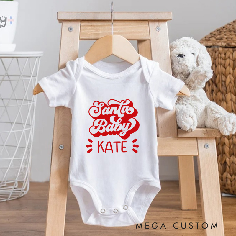 Personalized Christmas Rerto Santa Baby Super Baby Onesie Christmas Baby Gift