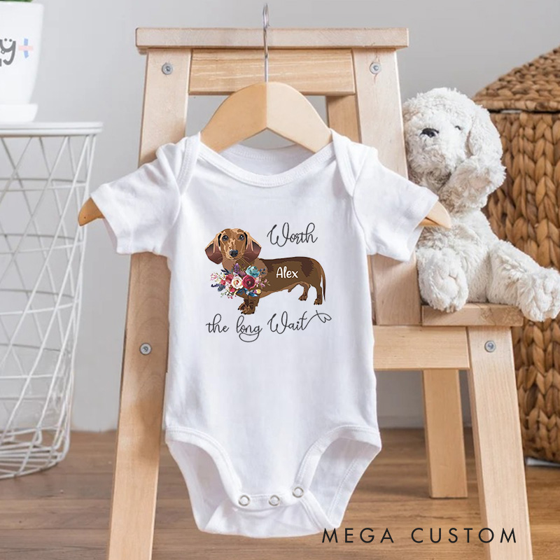 Personalized Worth the Long Wait Floral Accents for Dog Lovers and Pet Enthusiasts Baby Onesie