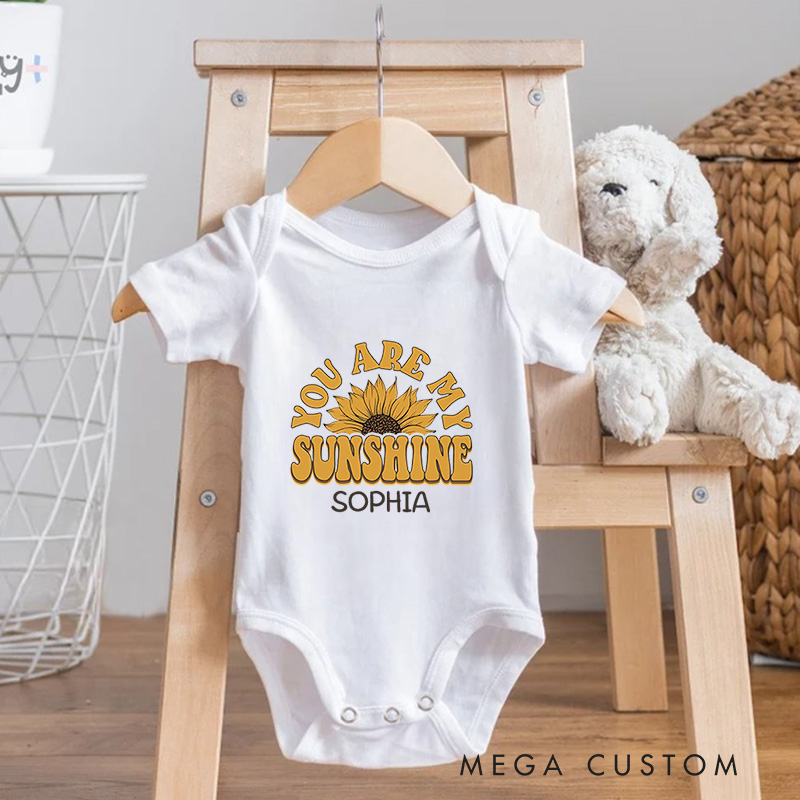 Personalized You Are My Sunshine Baby Onesie Boho Sunflower Onesie Baby Shower Gift