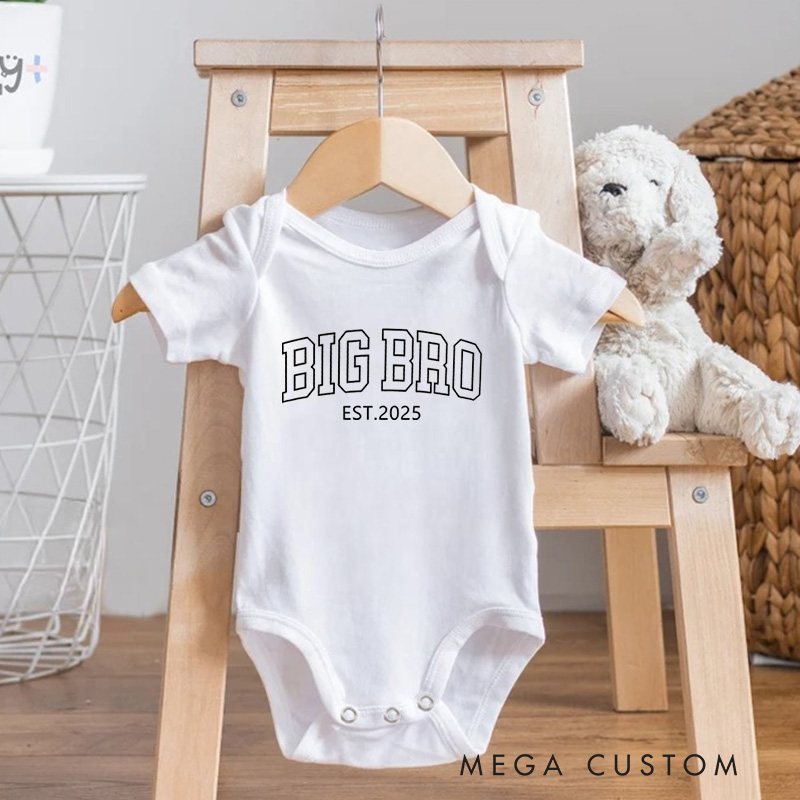 Personalized Big Bro 2nd Baby Announcement Baby Onesie Funny Gift for Baby
