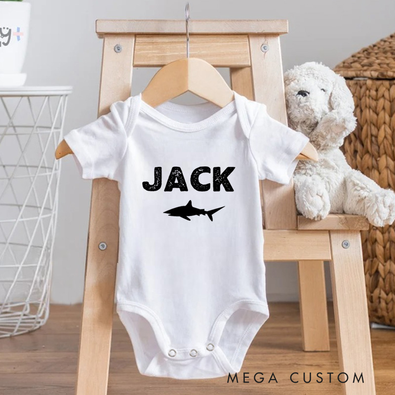Personalized ANY AGE Shark Baby Onesie Birthday Gift for Baby Nursery Gift