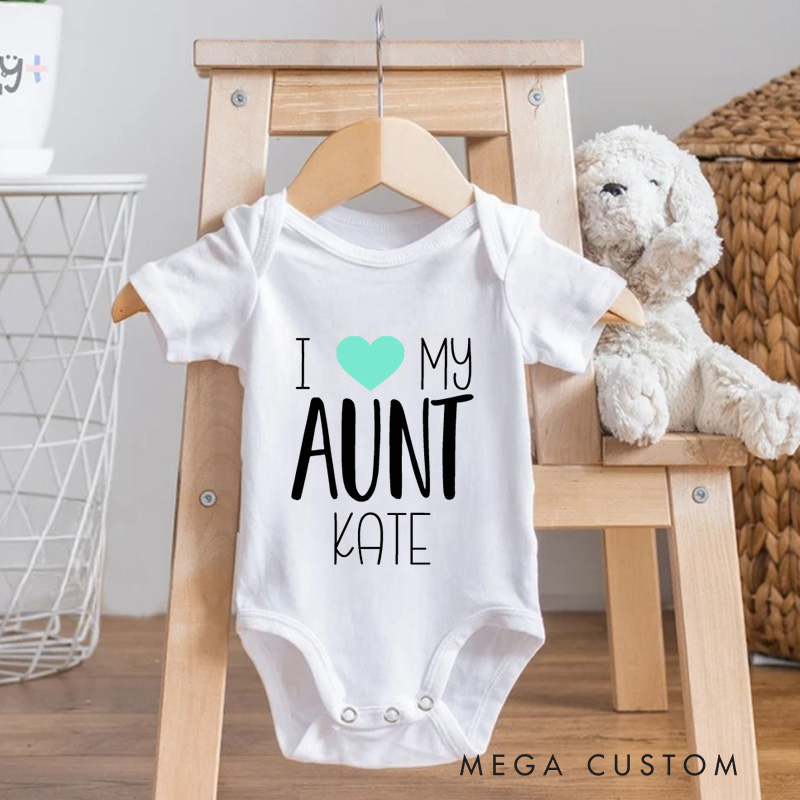 Personalized I love My Aunt Baby Onesie with Your Name Baby Shower Gift