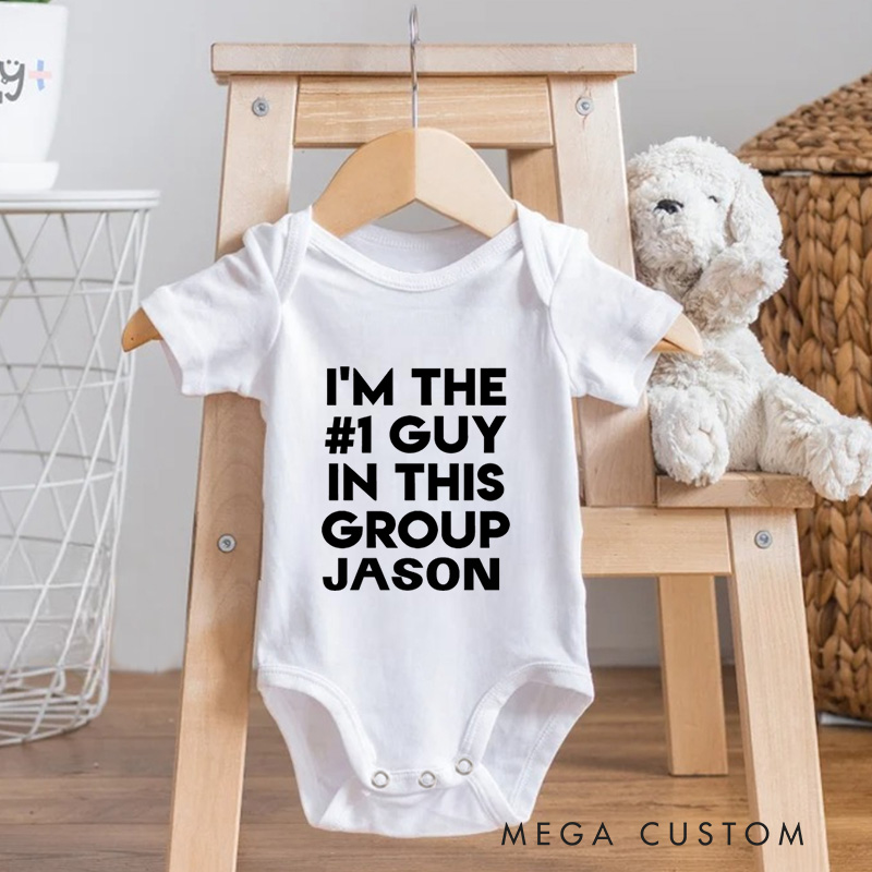 Personalized I'm The #1 Guy In This Group Baby Onesie Birthday Gift for Baby