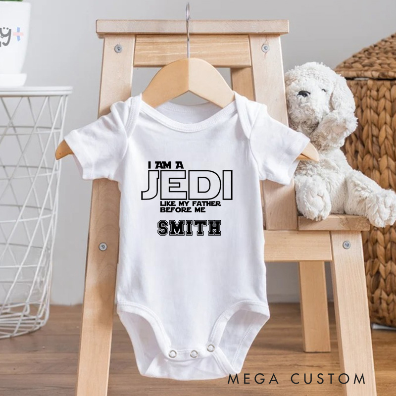Personalized I Am a Jedi Like My Father Before Me Baby Onesie