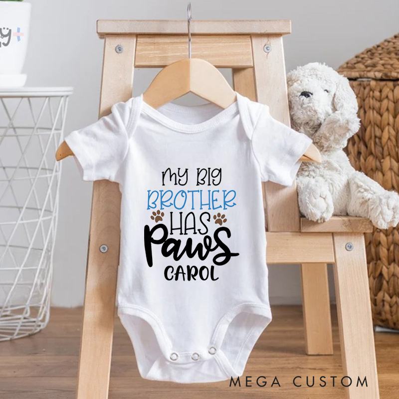 Personalized Baby My Big Brother Has Paws Dog Onesie Newborn Baby Gift