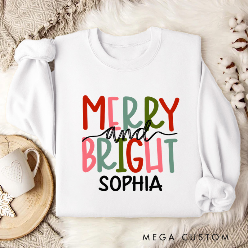 Personalized Merry and Bright Sweatshirt Merry Christmas Sweatshirt