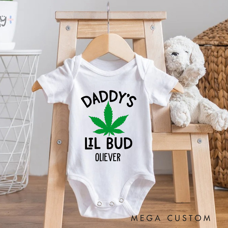 Personalized Daddy's Lil Bud Baby Onesie Funny Baby Gift