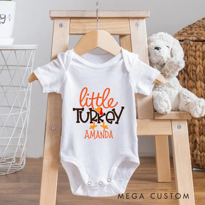 Personalized Thanksgiving Little Turkey Baby Onesie Gift for New Baby