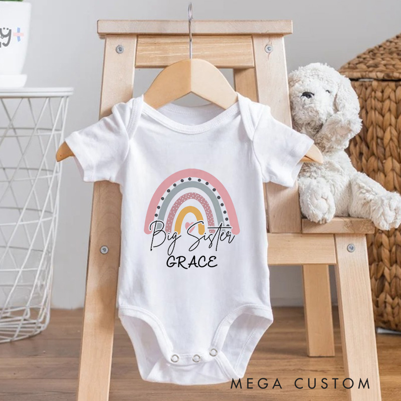Personalized Cute Rainbow Big Sister Baby Onesie New Sister Gift Nursery Gift