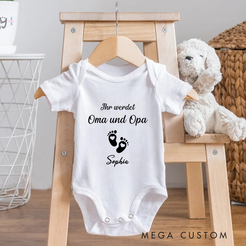 Personalized Ihr werdet Oma und Opa Baby Onesie Gift for Baby Pregnancy Announcement Gift